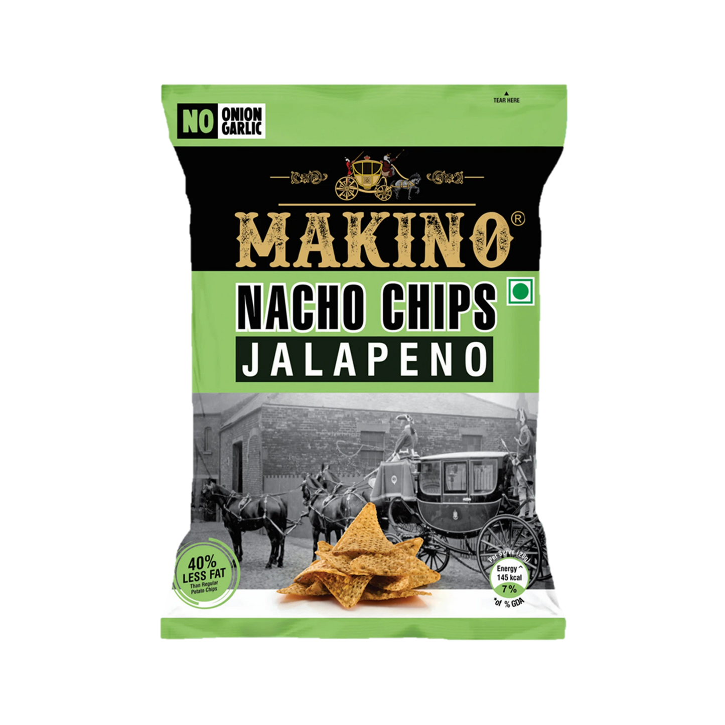 Makino Assorted No Onion No Garlic Nacho Chips 60 gm | Pack of 120 pcs | Bulk Pack for Retail | Tortilla Chips | Total 7200g|