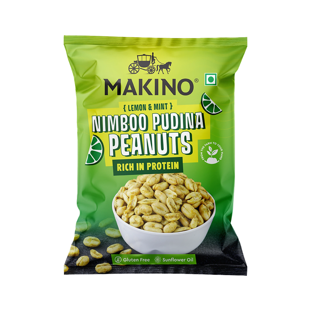 Makino Roasted Peanuts Nimboo Pudina 140g Pack of 4