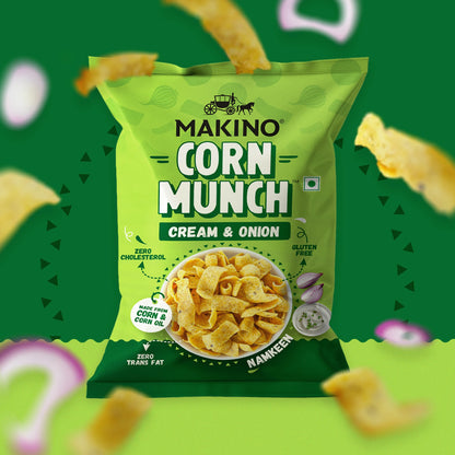 Makino Assorted Corn Munch (Cream & Onion, Red Chilli Chatka and Tomato) (Each 150 gm) (Pack of 3)