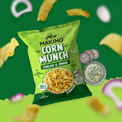 Makino Assorted Corn Munch (Cream & Onion, Red Chilli Chatka and Tomato) (Each 150 gm) (Pack of 3)