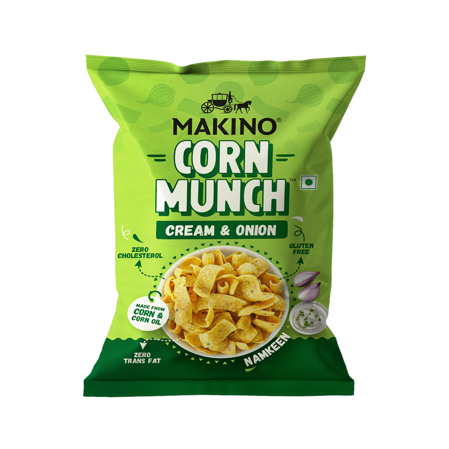 Makino Assorted Corn Munch (Cream & Onion, Red Chilli Chatka and Tomato) (Each 150 gm) (Pack of 3)