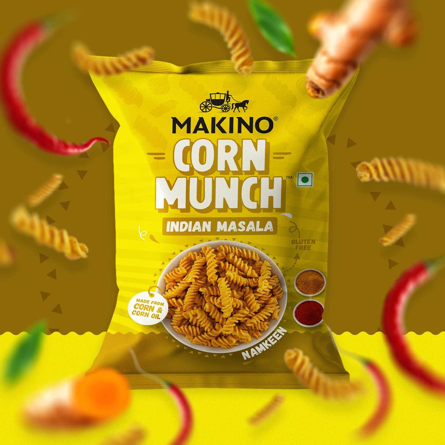 Makino Corn Munch Indian Masala (Each 150gm) (Pack of 3) | Total 450g|