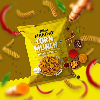 Makino Corn Munch Indian Masala (Each 150gm) (Pack of 3) | Total 450g|