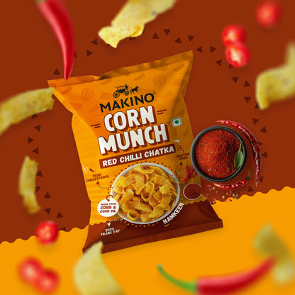 Makino Assorted Corn Munch (Cream & Onion, Red Chilli Chatka and Tomato) (Each 150 gm) (Pack of 3)