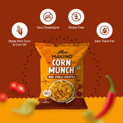 Makino Assorted Corn Munch (Cream & Onion, Red Chilli Chatka and Tomato) (Each 150 gm) (Pack of 3)