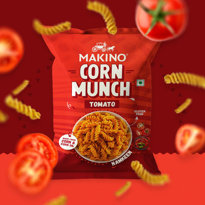 Makino Assorted Corn Munch (Cream & Onion, Red Chilli Chatka and Tomato) (Each 150 gm) (Pack of 3)