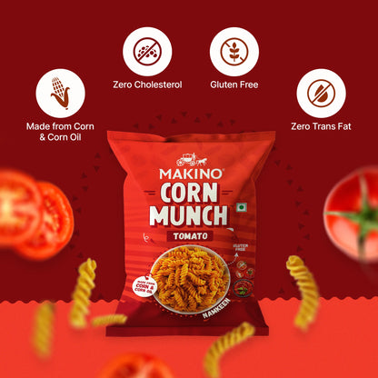 Makino Assorted Corn Munch (Cream & Onion, Red Chilli Chatka and Tomato) (Each 150 gm) (Pack of 3)