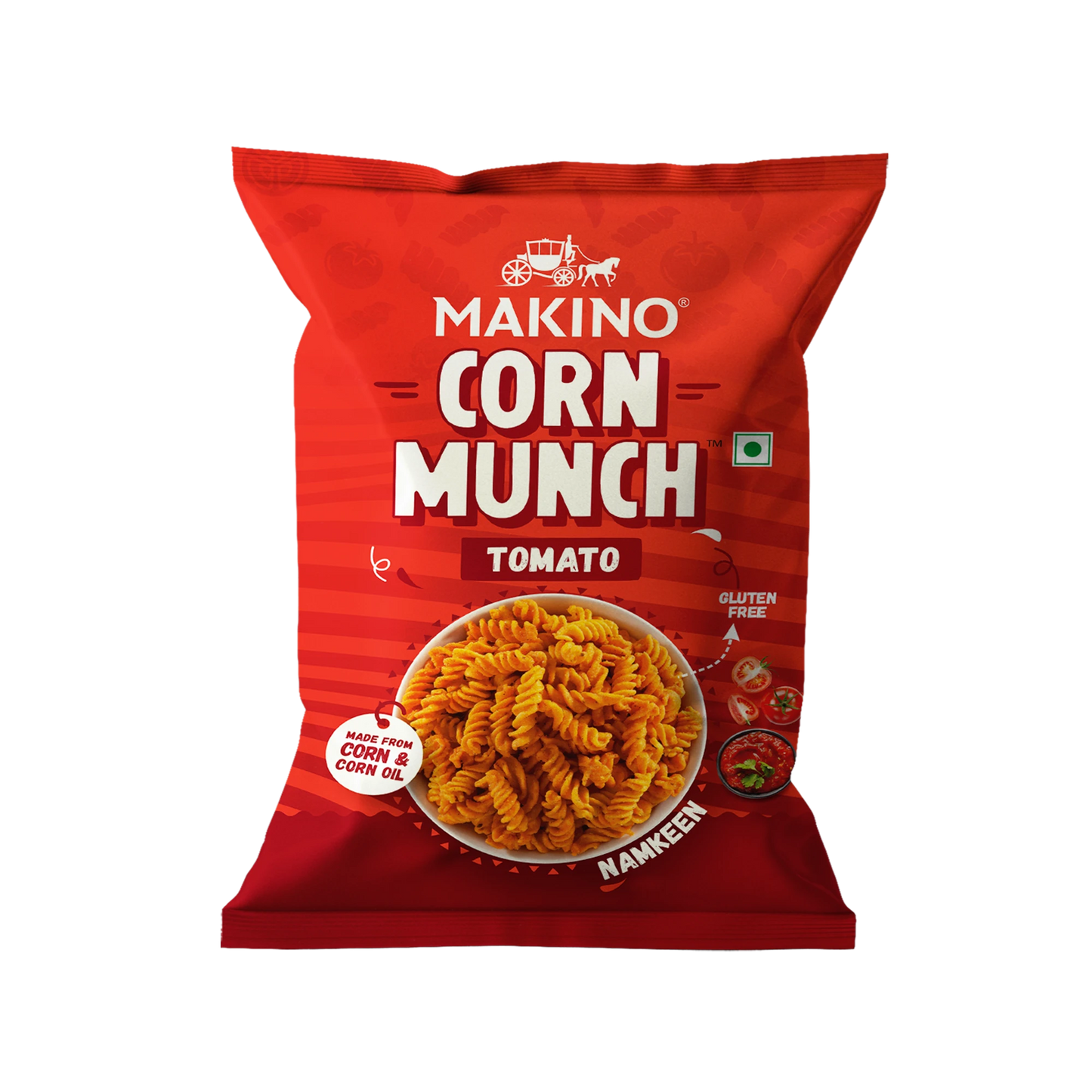 Makino Assorted Corn Munch (Cream & Onion, Red Chilli Chatka and Tomato) (Each 150 gm) (Pack of 3)