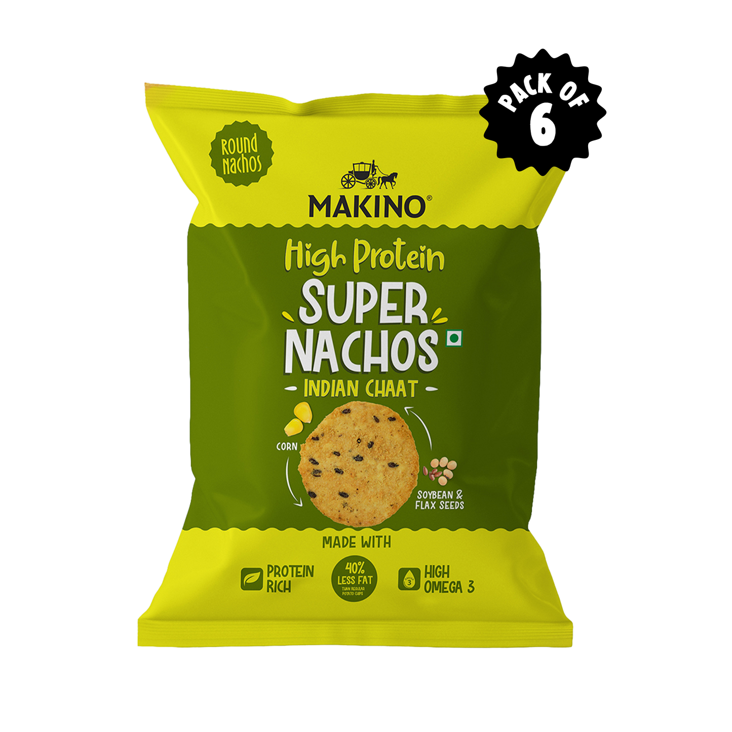 Makino High Protein Super Nachos Indian Chaat 60g ( Pack of 6 )
