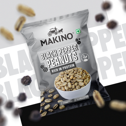 Makino Roasted Peanuts (Each 140 gm) (Pack of - 4) (Black Pepper)