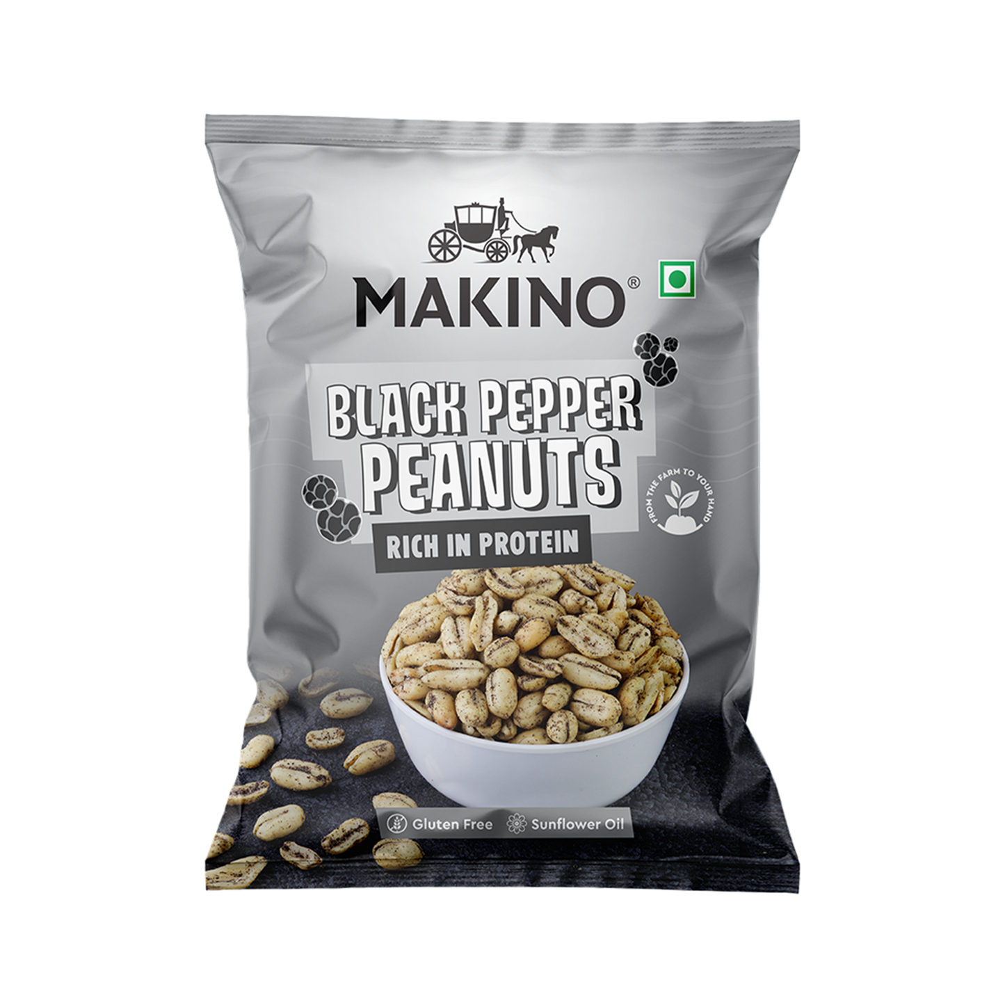 Makino Roasted Peanuts (Each 140 gm) (Pack of - 4) (Black Pepper)