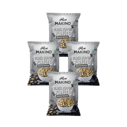 Makino Roasted Peanuts (Each 140 gm) (Pack of - 4) (Black Pepper)