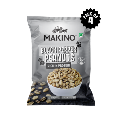 Makino Roasted Peanuts (Each 140 gm) (Pack of - 4) (Black Pepper)