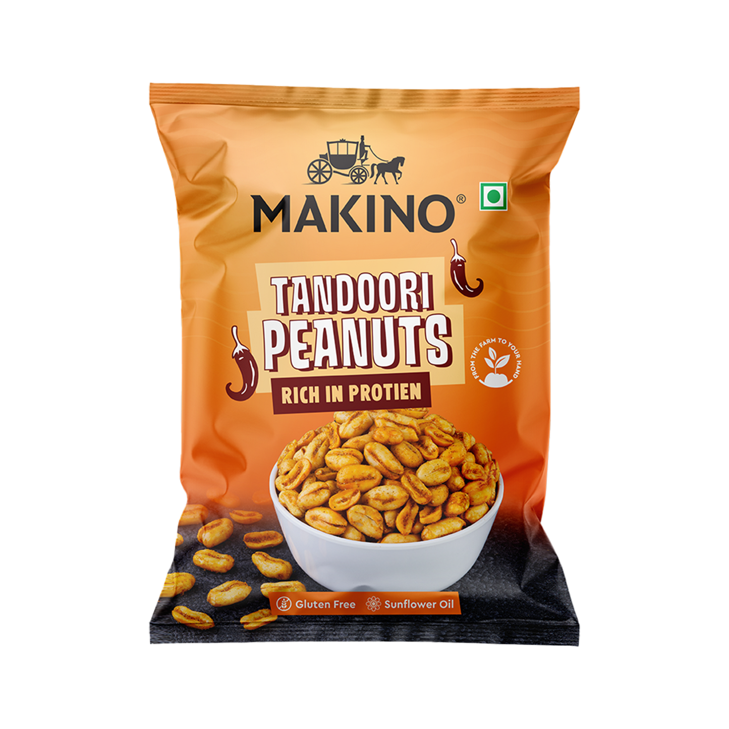 Makino Roasted Peanuts (Each 140 gm) (Pack of 4) (Tandoori)