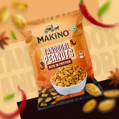 Makino Roasted Peanuts (Each 140 gm) (Pack of 4) (Tandoori)