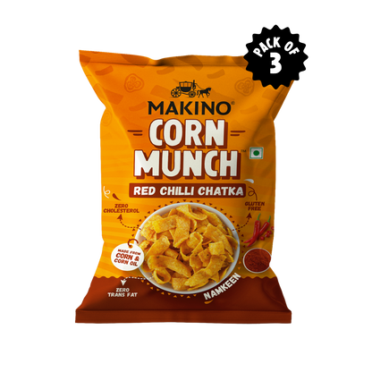Makino Corn Munch (Red Chilli Chatka)(Each 150 gm) (Pack of 7)