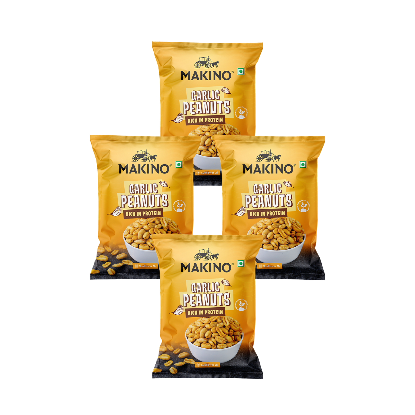 Makino Roasted Peanuts Garlic 140g Pack of 4