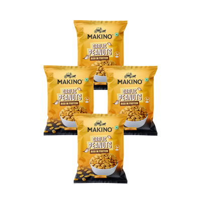 Makino Roasted Peanuts Garlic 140g Pack of 4