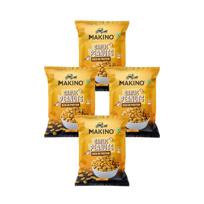 Makino Roasted Peanuts Garlic 140g Pack of 4