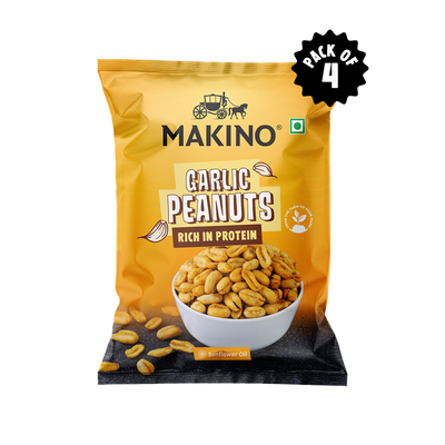 Makino Roasted Peanuts Garlic 140g Pack of 4