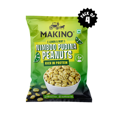 Makino Roasted Peanuts Nimboo Pudina 140g Pack of 4