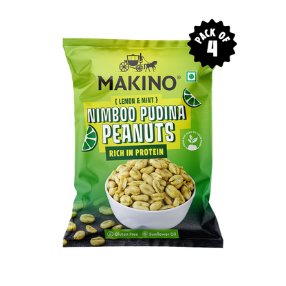 Makino Roasted Peanuts Nimboo Pudina 140g Pack of 4