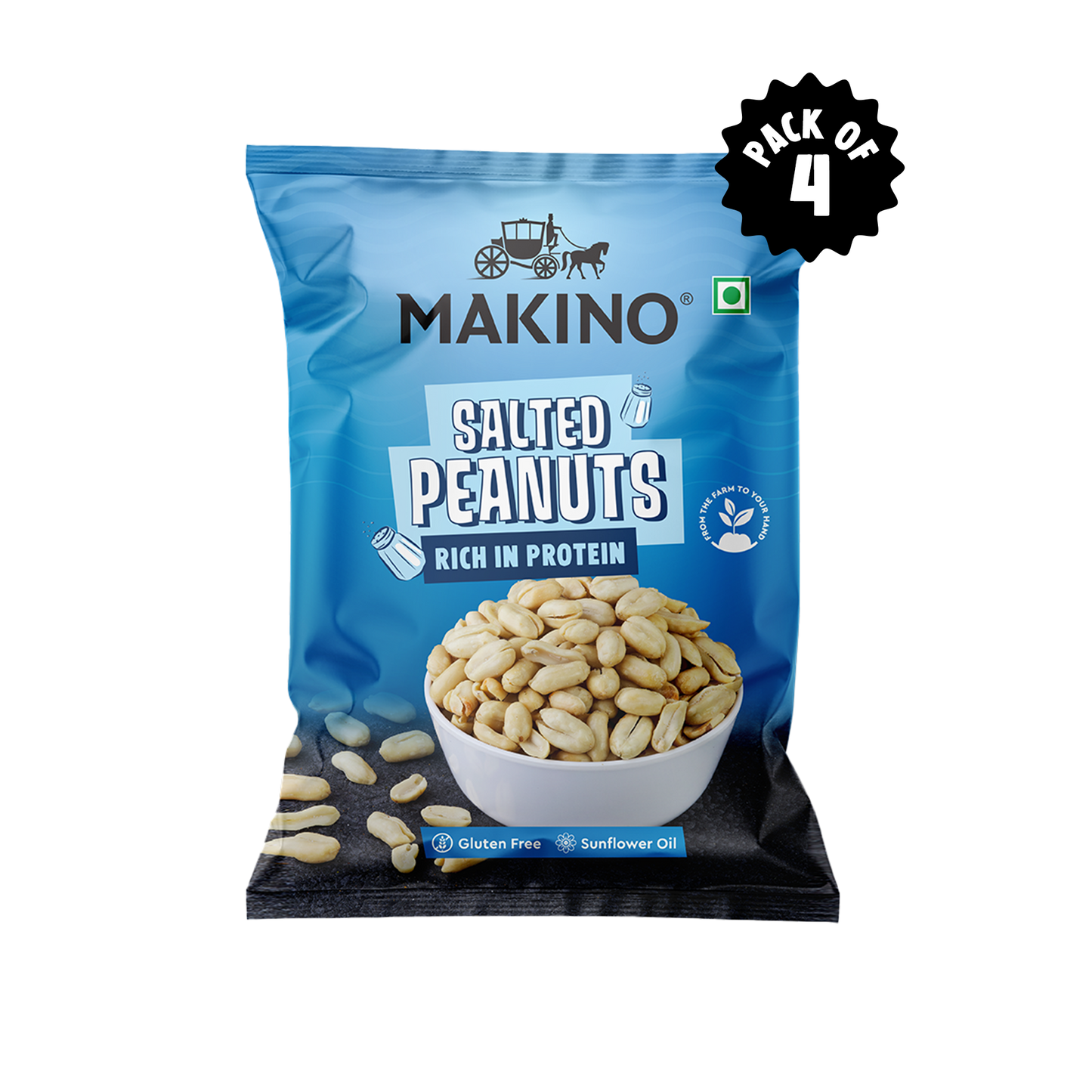 Makino Roasted Peanuts Salted 140g ( Pack 0f 4 )