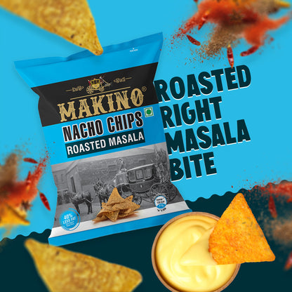 Makino Nacho Chips Roasted Masala 60 gm | Pack of 120 pcs.  | Bulk Pack for Retail |  Tortilla Chips