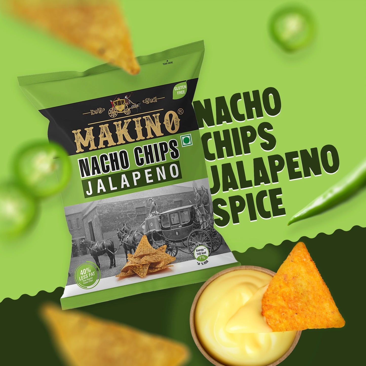 Makino Assorted Nachos (Cheese, Jalapeno, Sweet Chilli, Tomato Salsa, Peri Peri, Slated)(Each 60 gm)(Pack of 6)