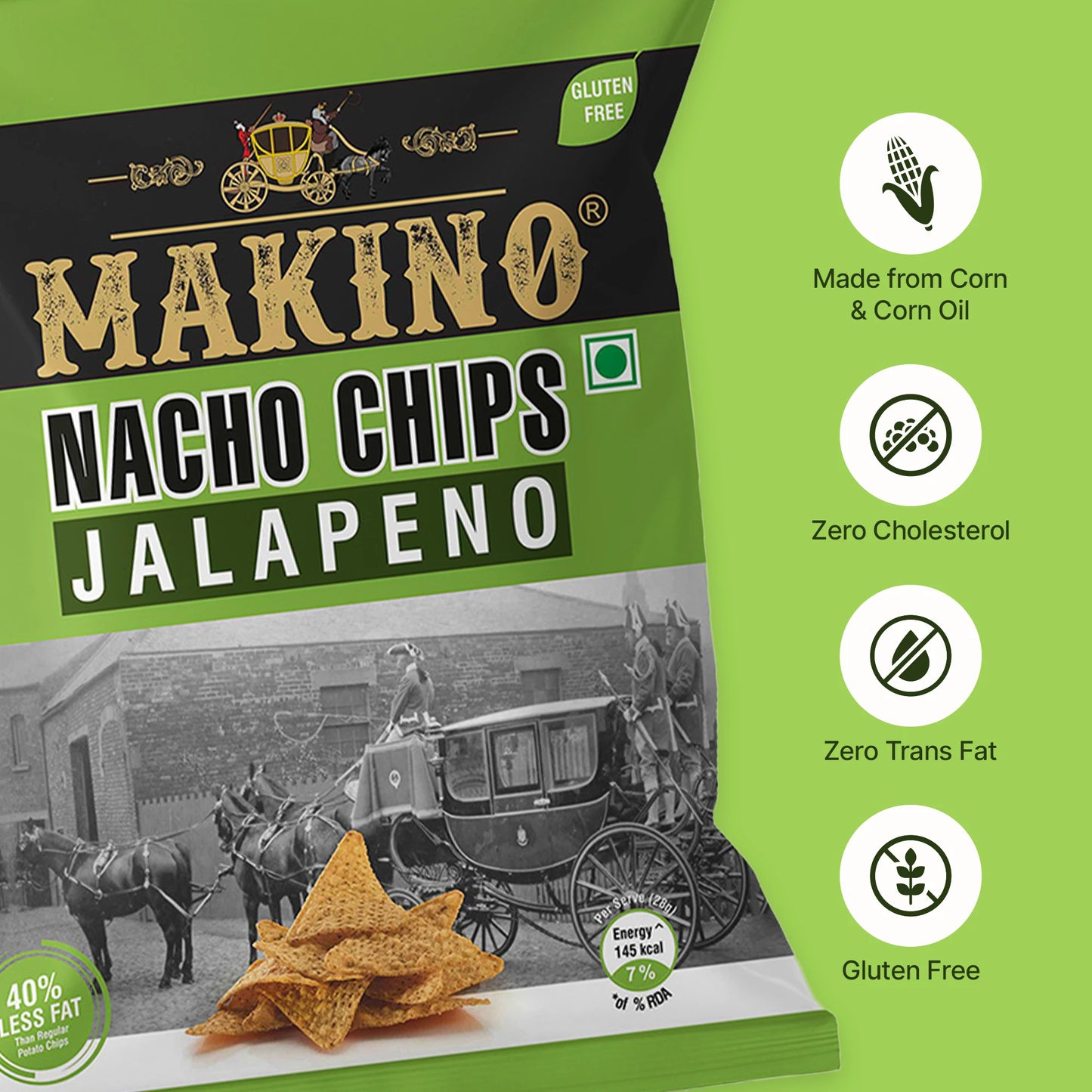 Makino Assorted Nachos (Cheese, Jalapeno, Sweet Chilli, Tomato Salsa, Peri Peri, Slated)(Each 60 gm)(Pack of 6)