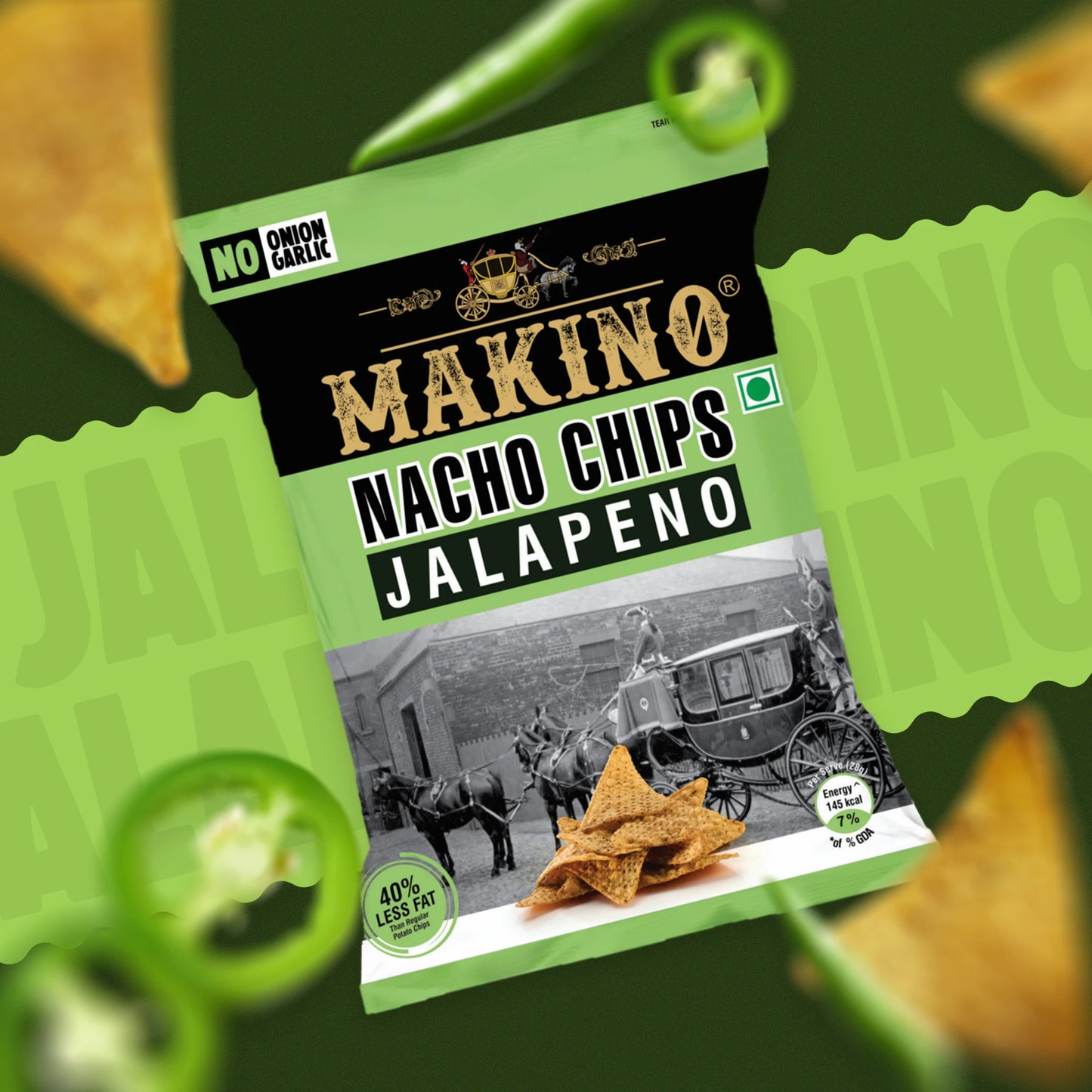 Makino Assorted No Onion No Garlic Nacho Chips 60 gm  | Pack of 120 pcs | Bulk Pack for Retail | Tortilla Chips  | Total 7200g|
