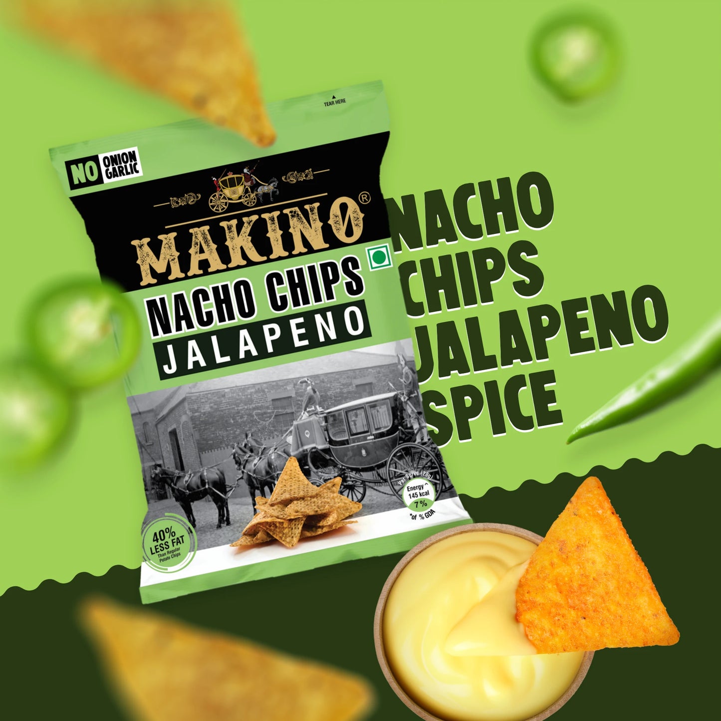 Makino Assorted No Onion No Garlic Nacho Chips 60 gm  | Pack of 120 pcs | Bulk Pack for Retail | Tortilla Chips  | Total 7200g|
