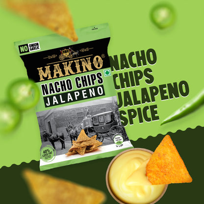 Makino Assorted No Onion No Garlic Nacho Chips 60 gm  | Pack of 120 pcs | Bulk Pack for Retail | Tortilla Chips  | Total 7200g|