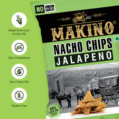 Makino Assorted No Onion No Garlic Nacho Chips 60 gm  | Pack of 120 pcs | Bulk Pack for Retail | Tortilla Chips  | Total 7200g|