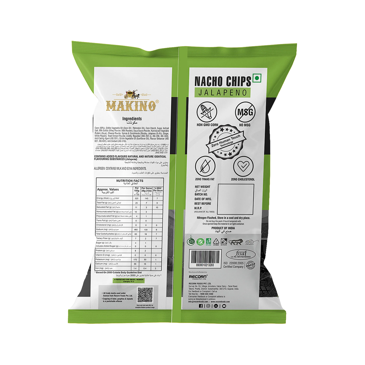 Makino Assorted No Onion No Garlic Nacho Chips 60 gm  | Pack of 120 pcs | Bulk Pack for Retail | Tortilla Chips  | Total 7200g|
