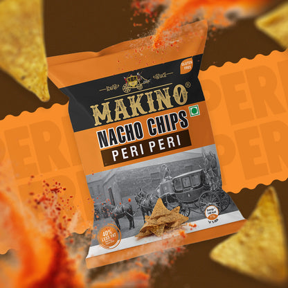 Makino Nacho Chips Peri Peri 60 gm  | Pack of 120  pcs. | Bulk Pack for Retail | Tortilla Chips