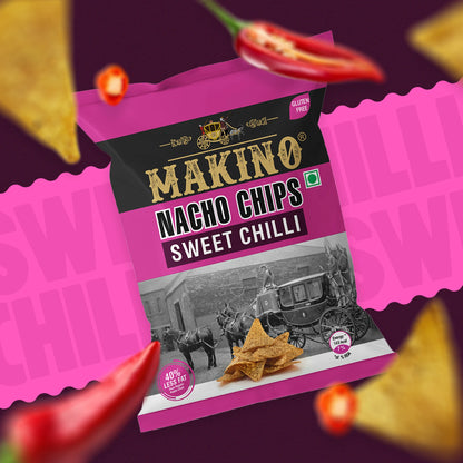 Makino Nacho Chips Sweet Chilli 60 gm  | Pack of 120 pcs. | Bulk Pack of Retail | Tortilla Chips