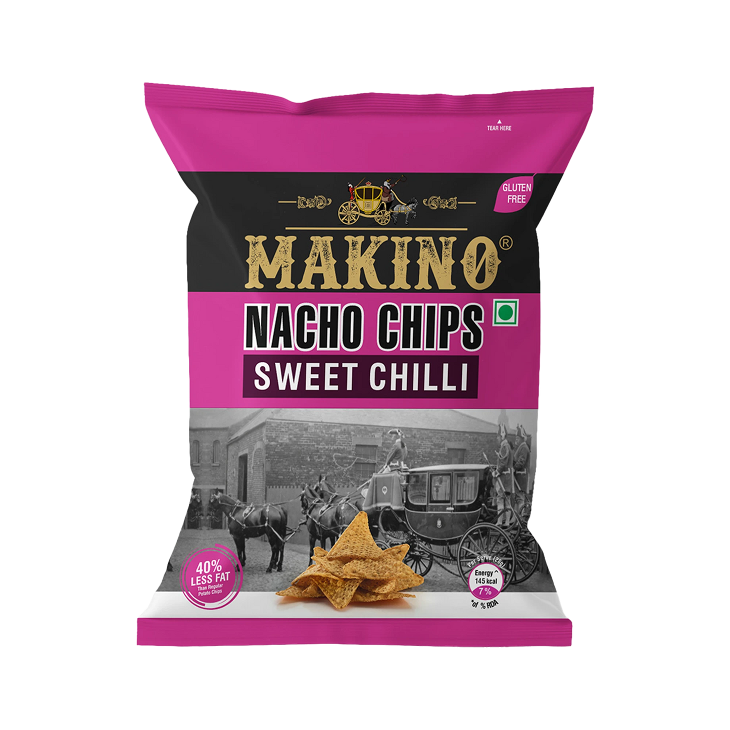 Makino Nacho Chips Sweet Chilli 60 gm  | Pack of 120 pcs. | Bulk Pack of Retail | Tortilla Chips