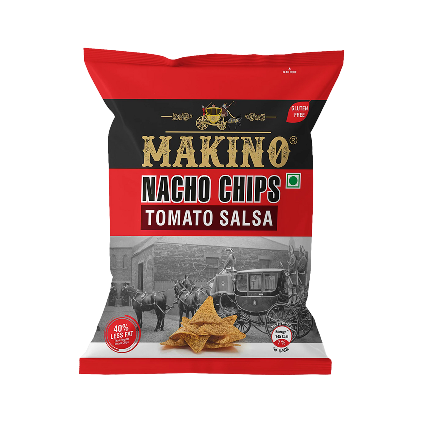 Makino Nacho Chips Tomato Salsa 60 gm | Pack of 120 pcs.  | Bulk Pack of Retail | Tortilla Chips