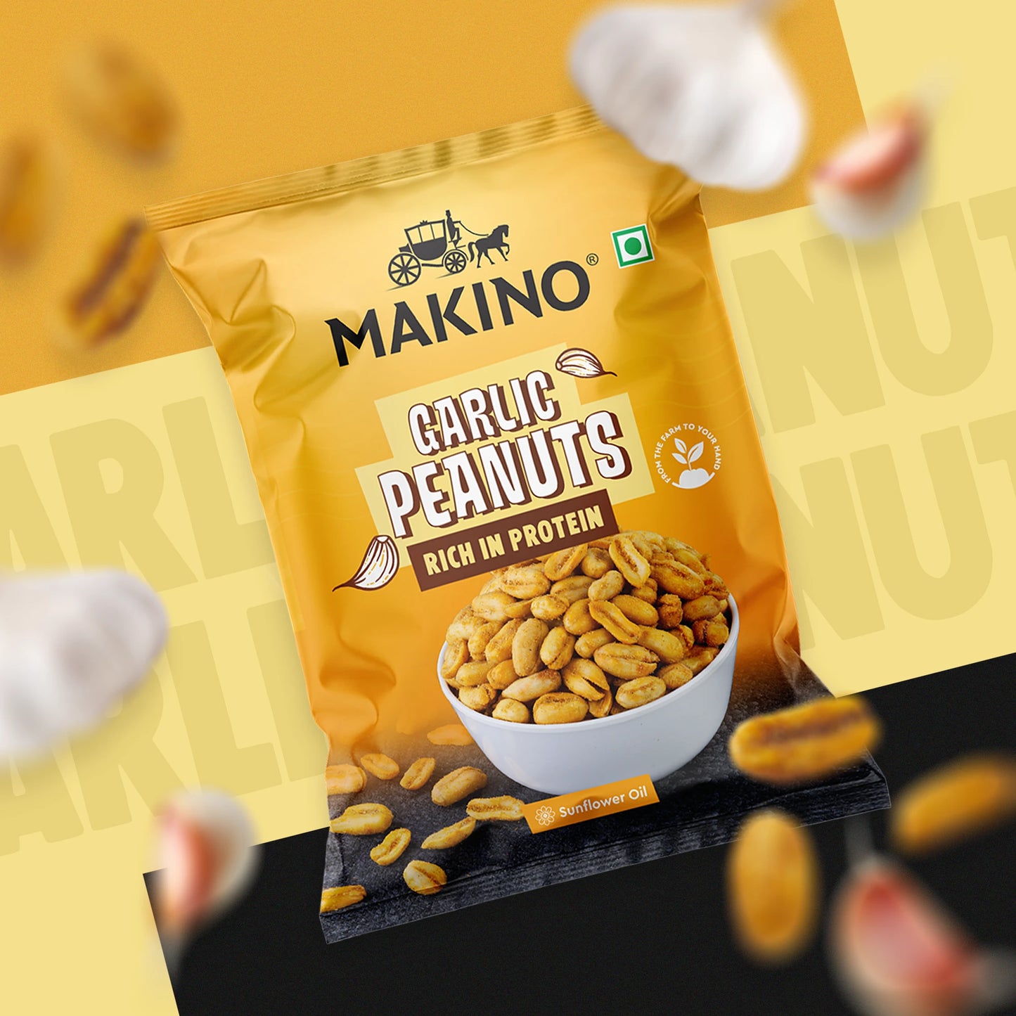 Makino Assorted Roasted Peanuts | Each 40gm | Pack of 5 | Tandoori, Nimboo Pudina, Hing Jeera, Black Pepper, Garlic, Salted | Total 215g | Flavoured Peanuts | Super Crunchy