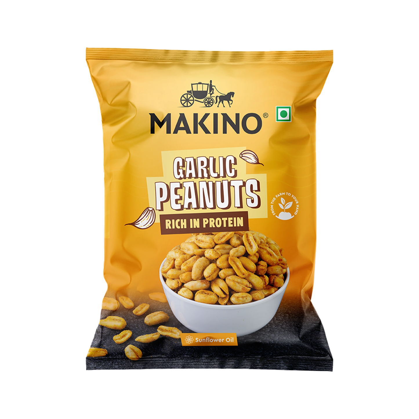 Makino Assorted Roasted Peanuts | Each 40gm | Pack of 5 | Tandoori, Nimboo Pudina, Hing Jeera, Black Pepper, Garlic, Salted | Total 215g | Flavoured Peanuts | Super Crunchy