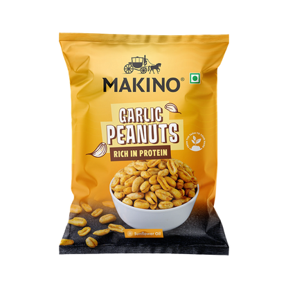 Makino Assorted Roasted Peanuts | Each 40gm | Pack of 5 | Tandoori, Nimboo Pudina, Hing Jeera, Black Pepper, Garlic, Salted | Total 215g | Flavoured Peanuts | Super Crunchy