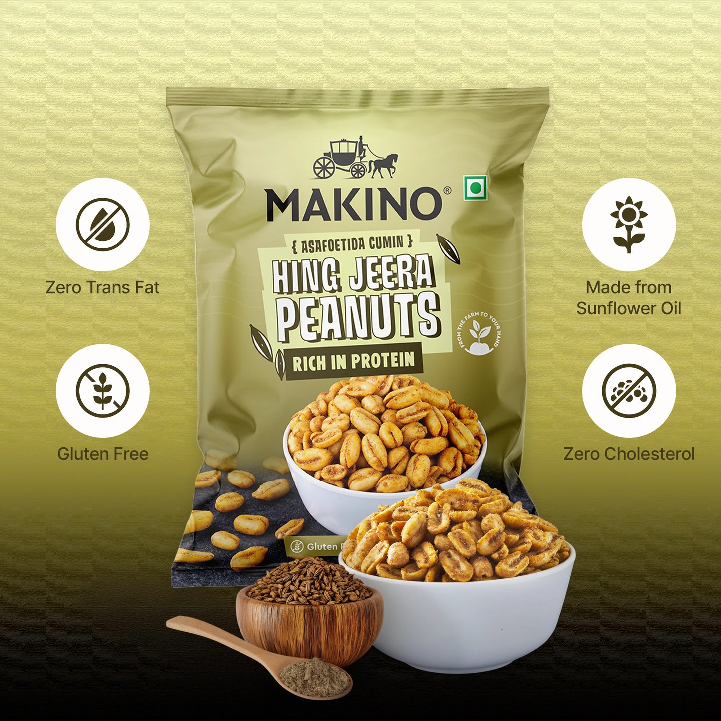 Makino Roasted Peanuts Hing Jeera 140g Pack of 4