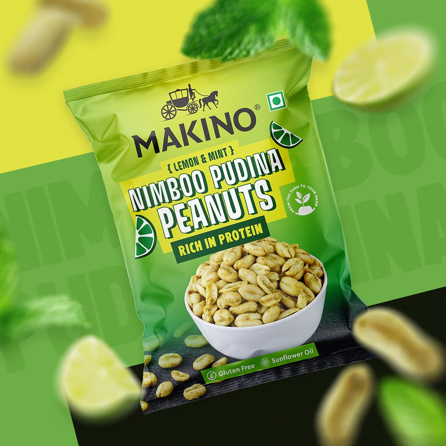 Makino Assorted Roasted Peanuts | Each 40gm | Pack of 5 | Tandoori, Nimboo Pudina, Hing Jeera, Black Pepper, Garlic, Salted | Total 215g | Flavoured Peanuts | Super Crunchy