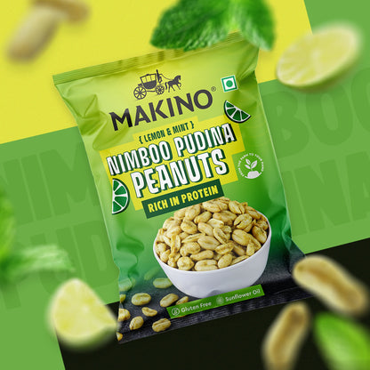 Makino Assorted Roasted Peanuts | Each 40gm | Pack of 5 | Tandoori, Nimboo Pudina, Hing Jeera, Black Pepper, Garlic, Salted | Total 215g | Flavoured Peanuts | Super Crunchy