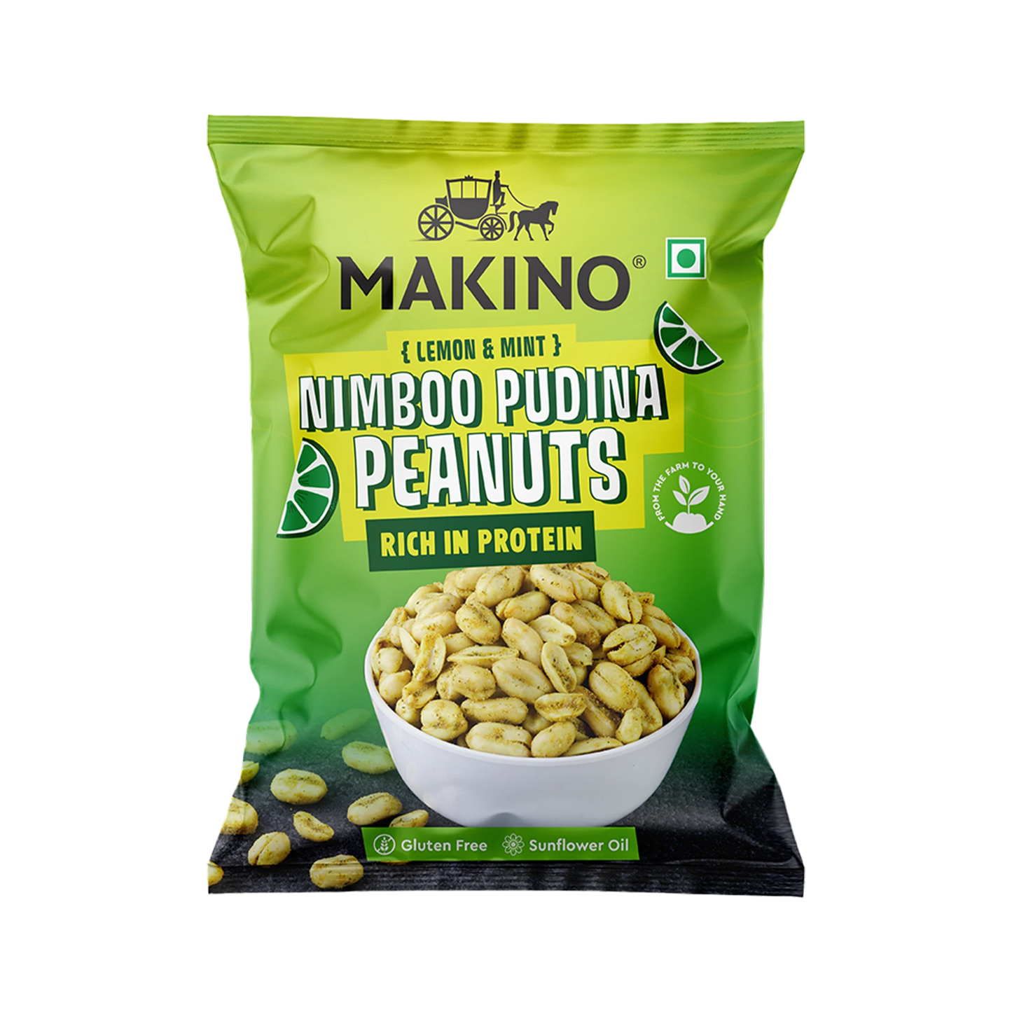 Makino Assorted Roasted Peanuts | Each 40gm | Pack of 5 | Tandoori, Nimboo Pudina, Hing Jeera, Black Pepper, Garlic, Salted | Total 215g | Flavoured Peanuts | Super Crunchy