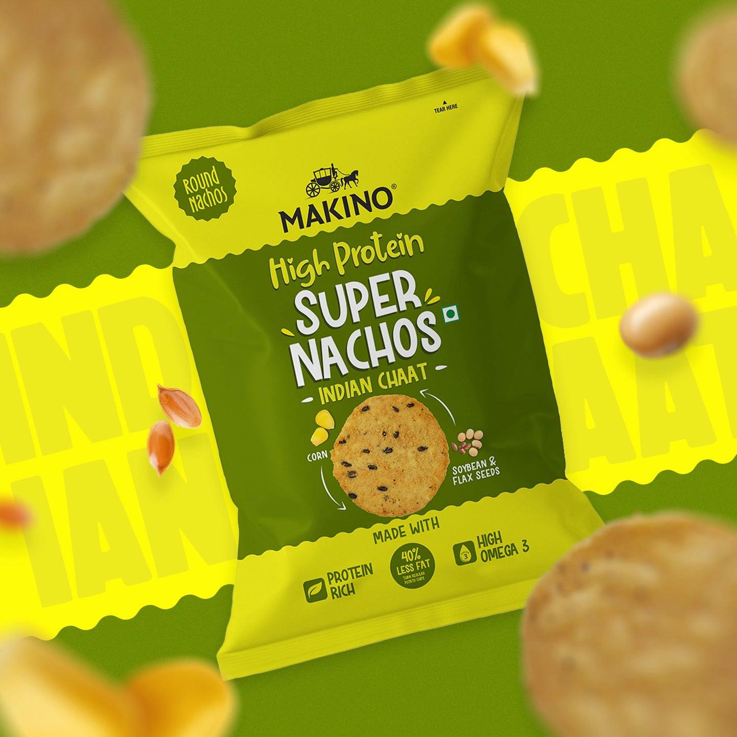 Makino High Protein Super Nachos Indian Chaat 60g ( Pack of 6 )