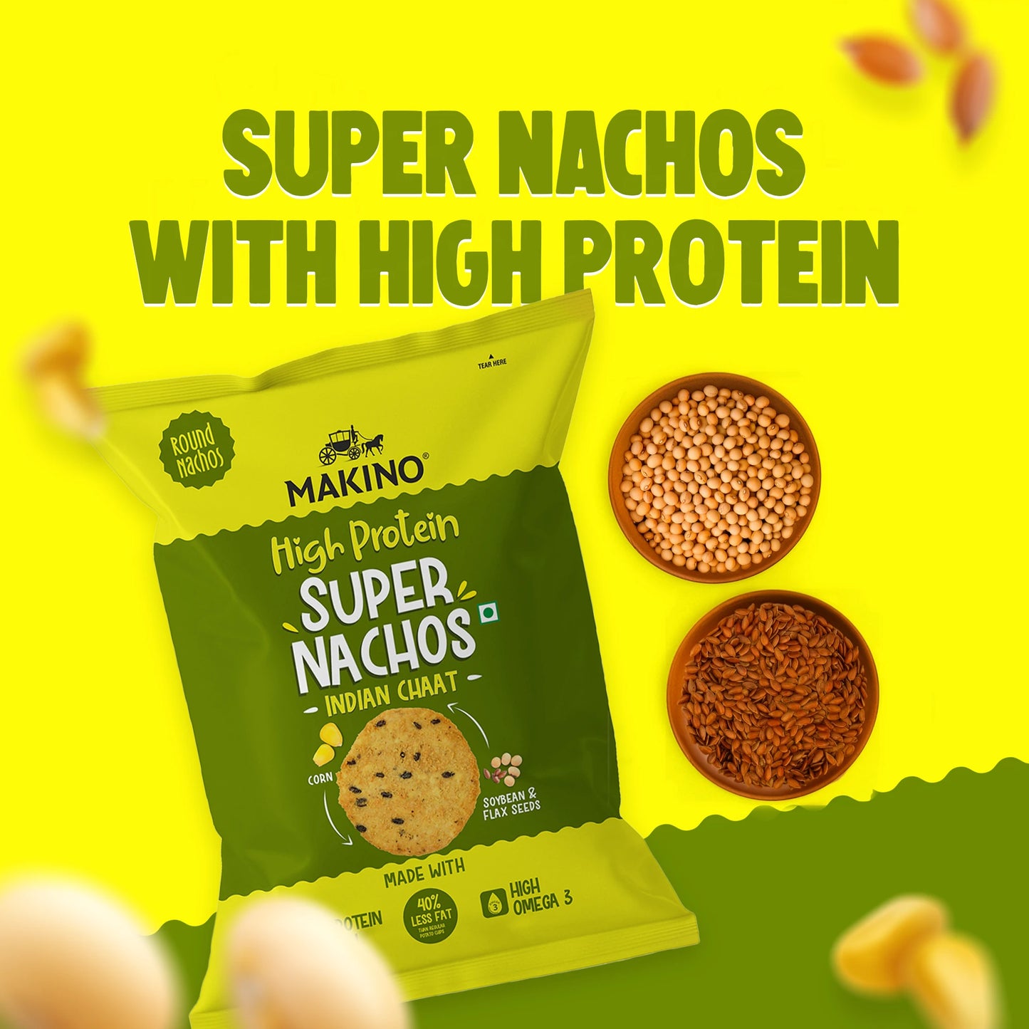 Makino High Protein Super Nachos Indian Chaat 60g ( Pack of 6 )