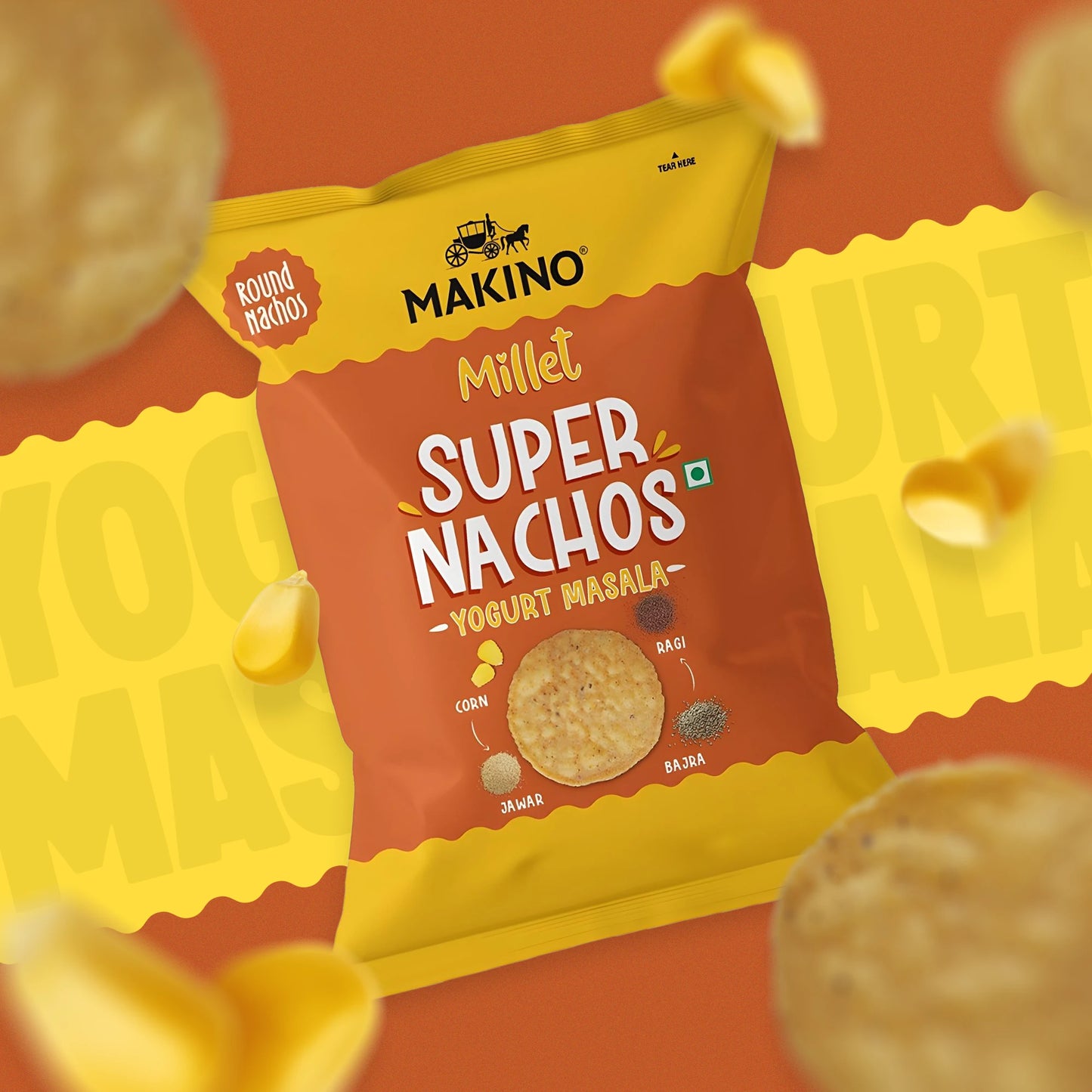 Makino Super Nachos Millets Yogurt Masala (60gm) (Pack of 6)