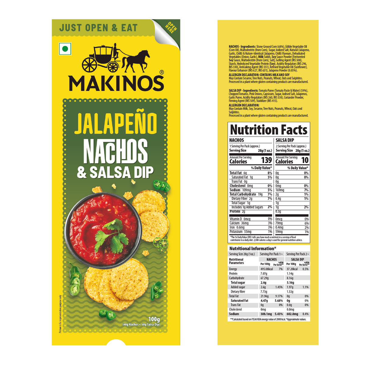 Makinos Jalapeno Nachos & Salsa Dip Tray
